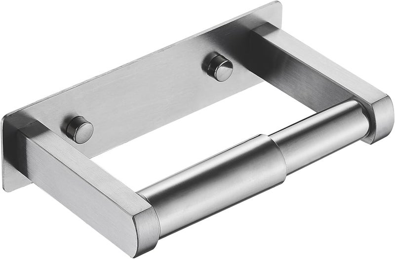 POKIM Brushed Nickel Toilet Paper Holder,Self Adhesive or Screw Wall Mount Toilet Roll Holder Stainless Steel Double Post Tissue Holder for Bathroom,Commercial Toilet Paper Dispenser - Image 1